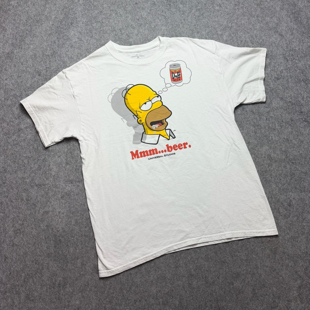 The Simpsons Homer Beer Shirt Mens Large White Universal Studios Graphic Tee